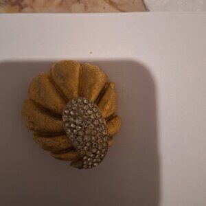 Gold Tone And Rhinestones Brooch